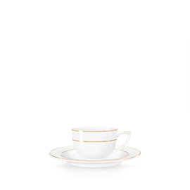 Coffee cup & saucer with gold lines wl‑880102400/ab Wilmax (photo 1)