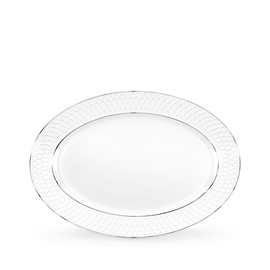 Flat rim oval platter with platinum lines wl‑880103117/a Wilmax (photo 1)