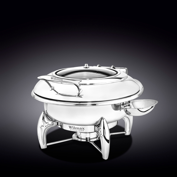 Glass lid round chafing dish with stand wl‑559911/ab Wilmax (photo 1)