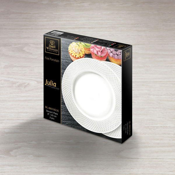 Flat rim dessert round plate set of 2 in colour box wl-880100/2c Wilmax (photo 2)