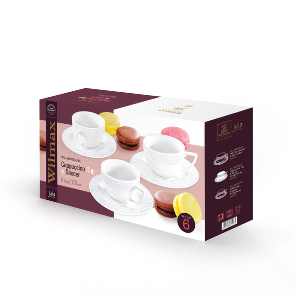 Cappuccino cup & saucer set of 6 in colour box wl‑880106/6c Wilmax (photo 2)