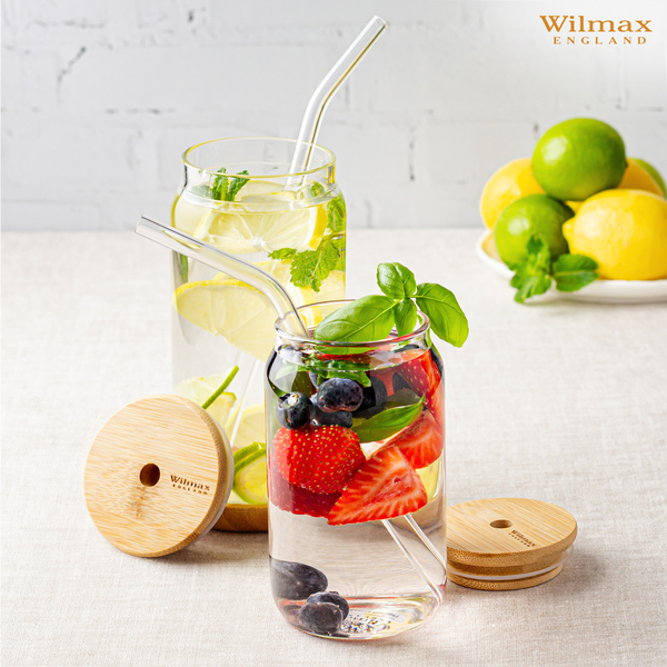 Glass can with lid & straw wl‑888609/a Wilmax (photo 3)