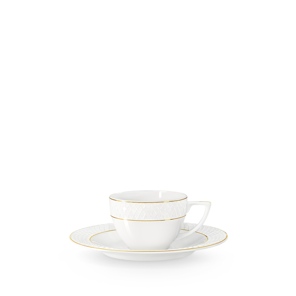 Coffee cup & saucer with gold lines wl‑880102400/ab Wilmax (photo 1)