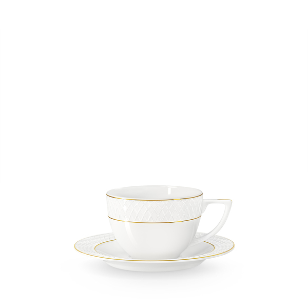 Tea cup & saucer with gold lines wl‑880102404/ab Wilmax (photo 1)