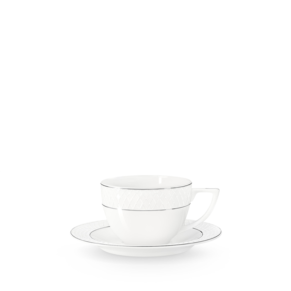 Tea cup & saucer with platinum lines wl‑880103404/ab Wilmax (photo 1)