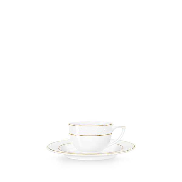 Coffee cup & saucer with gold lines wl‑880102400/ab Wilmax (photo 1)