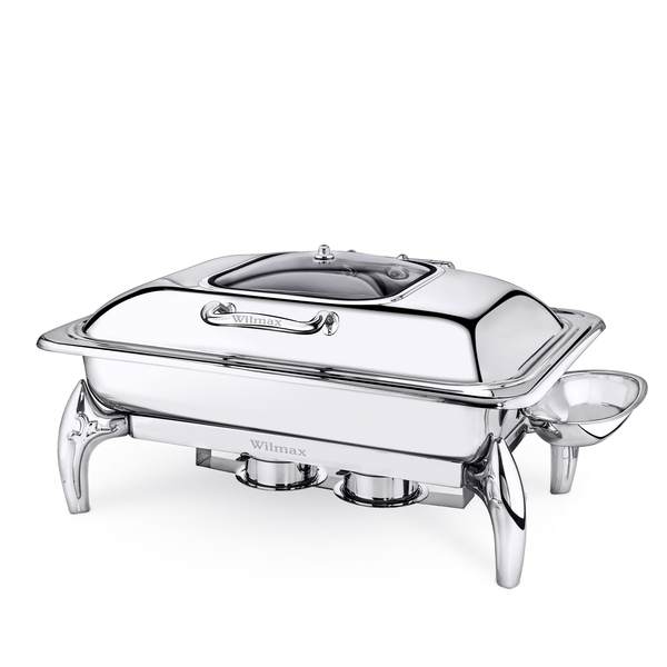 Glass lid rectangular chafing dish with stand wl‑559913/ab Wilmax (photo 1)