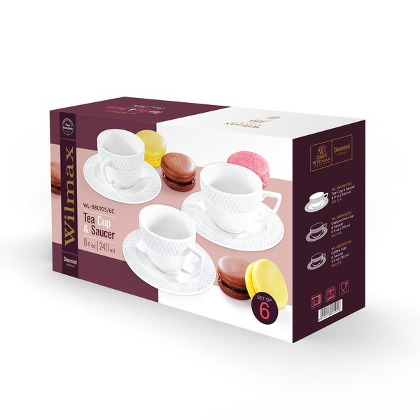 Tea cup & saucer set of 6 in colour box wl‑880105/6c Wilmax (photo 2)